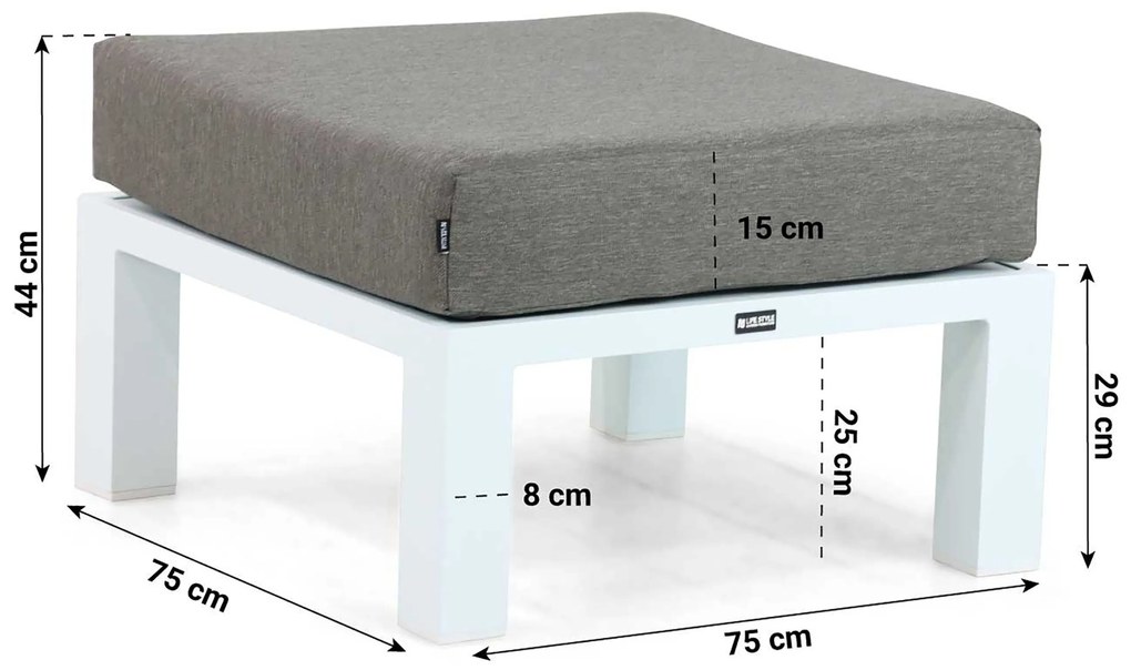 Hoek loungeset 5 personen Aluminium Wit Lifestyle Garden Furniture Luca