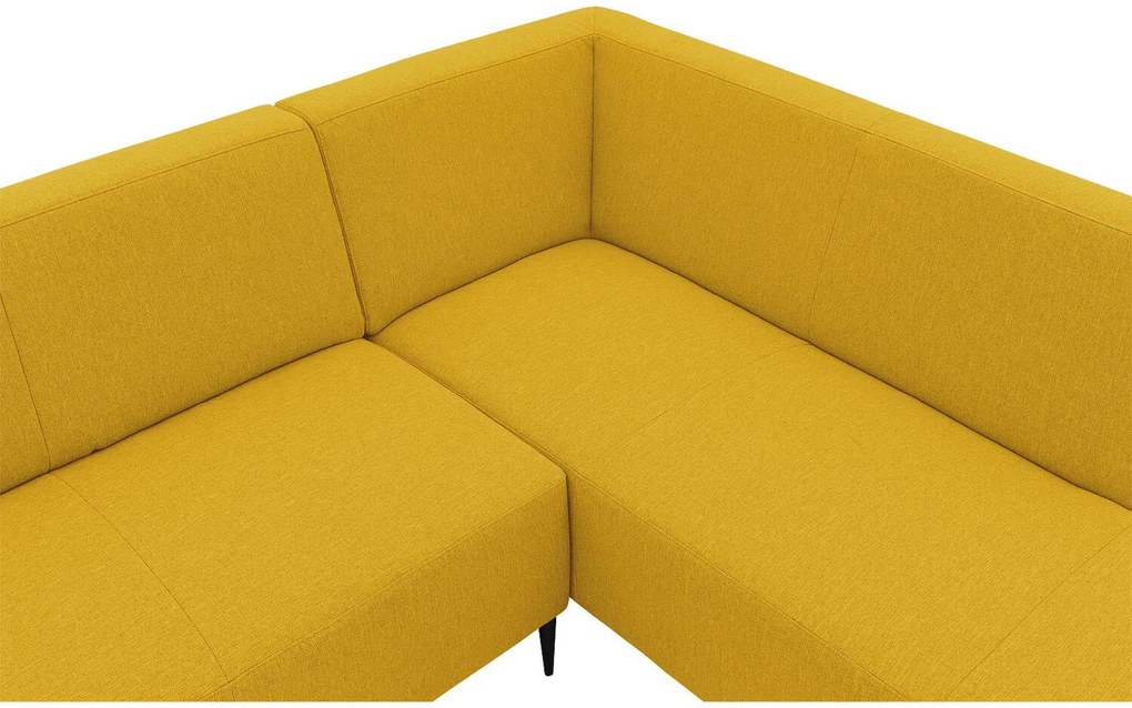 Goossens  Key West geel, stof, 2-zits, modern design met ligelement rechts