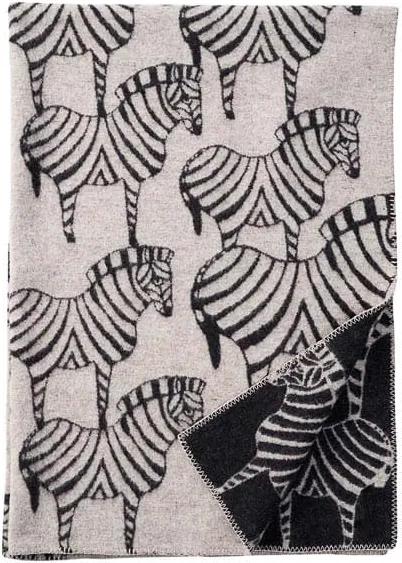 Plaid lamswol Zebra, grijs zwart