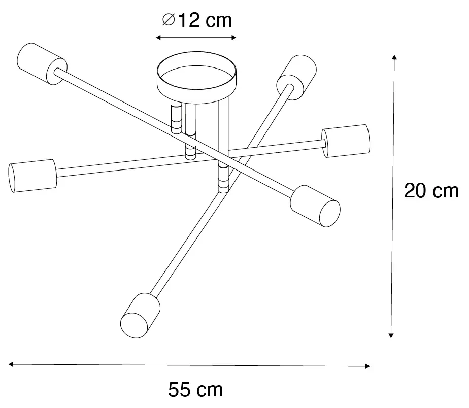 Smart plafondlamp donkerbrons 6-lichts incl. 6 Wifi G95 - Sydney Design E27 Binnenverlichting Lamp