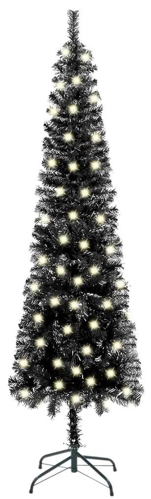 vidaXL Kerstboom met LED's smal 180 cm zwart