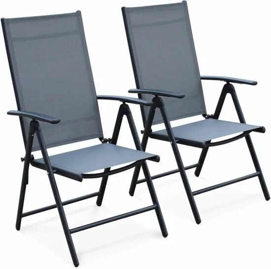 Set van 2 aluminium en textileen fauteuils meerdere posities mogelijk