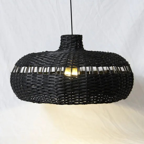 Rotan / Rieten Hanglamp, Handgemaakt, Zwart, ?50 cm