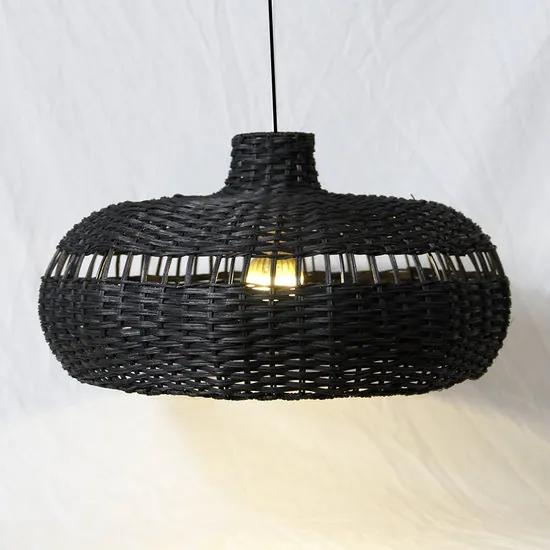 Rotan / Rieten Hanglamp, Handgemaakt, Zwart, ?50 cm