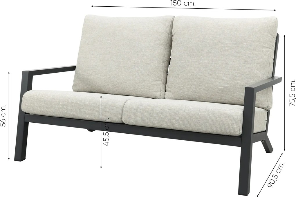 Boston stoel bank (2-zits) loungeset - 3-delig