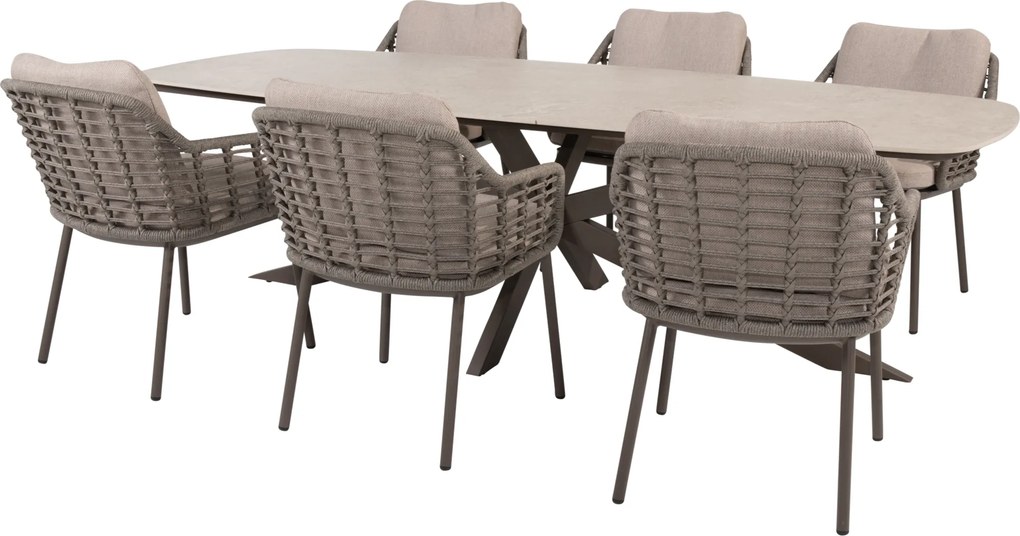 Prado Puglia dining tuinset 240x105xH75 cm 7 delig keramiek terre Taste 4SO