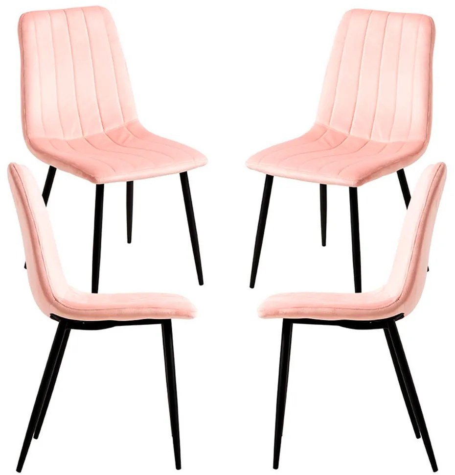 Set 4 Fluwelen Liny Stoelen