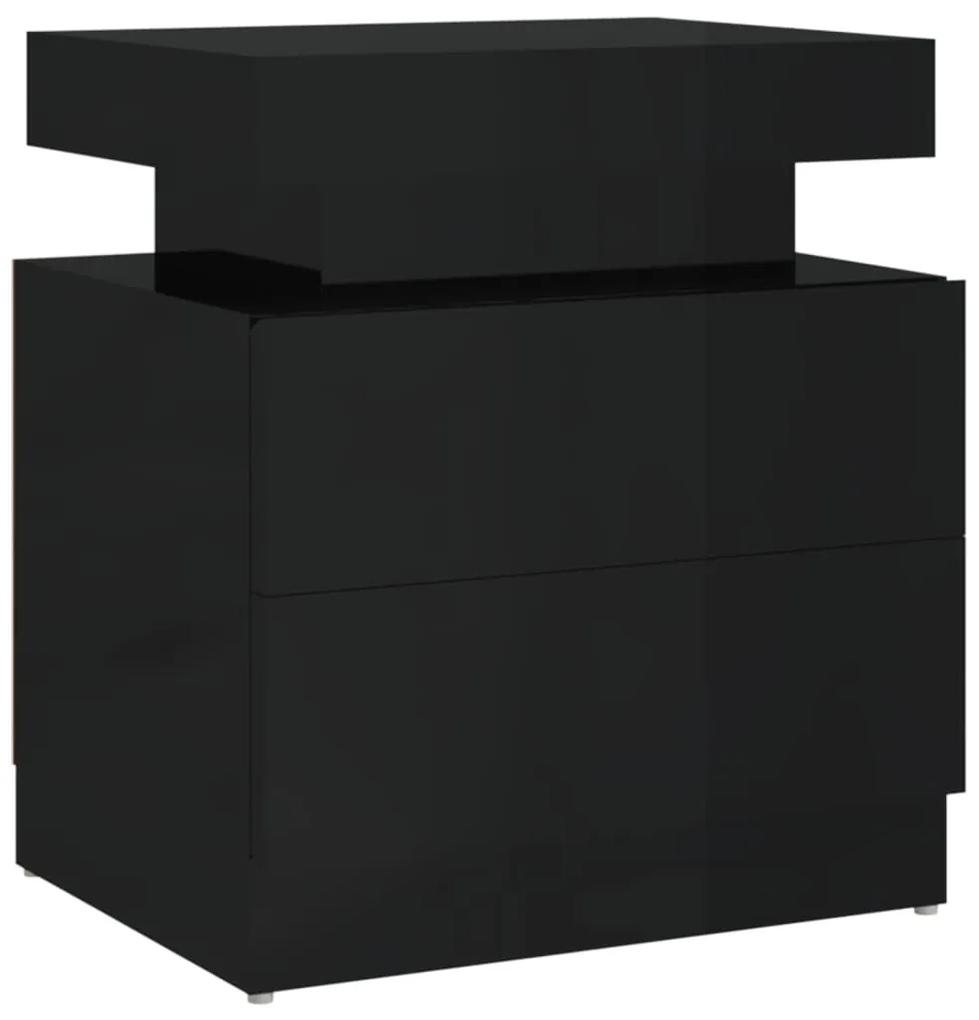 vidaXL Nachtkastje 45x35x52 cm spaanplaat hoogglans zwart
