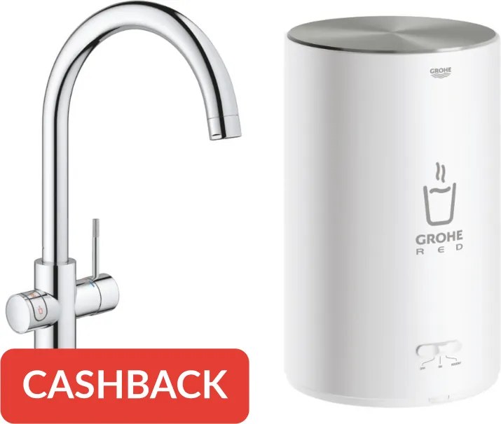 Grohe Red 3-in-1 kokendwaterkraan met C-uitloop en M-size boiler chroom