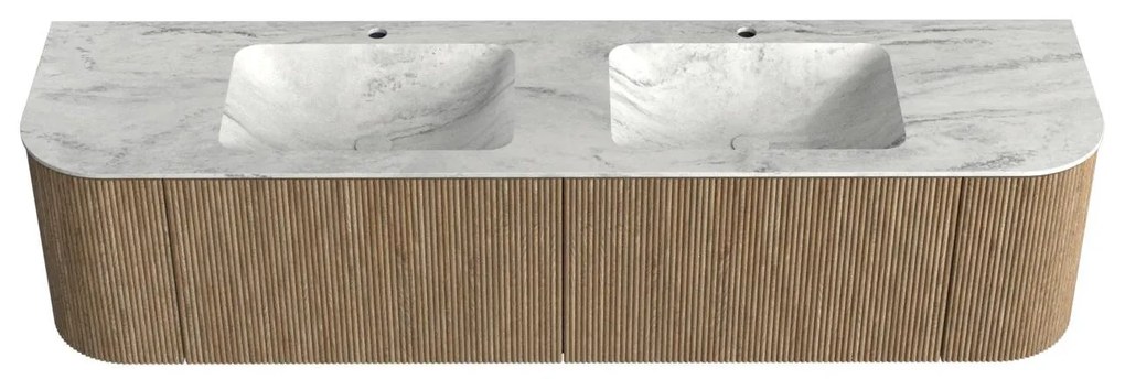 Mondiaz Kurve-dlux 180cm badmeubel ronding links/rechts dusk met 2 lades en deuren en wastafel leaf dubbel 2 kraangaten opalo