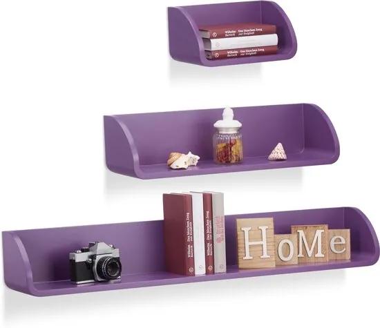 Wandplank set van 3 stuks - modern - wandboard - boekenplank - design - wandbox violet
