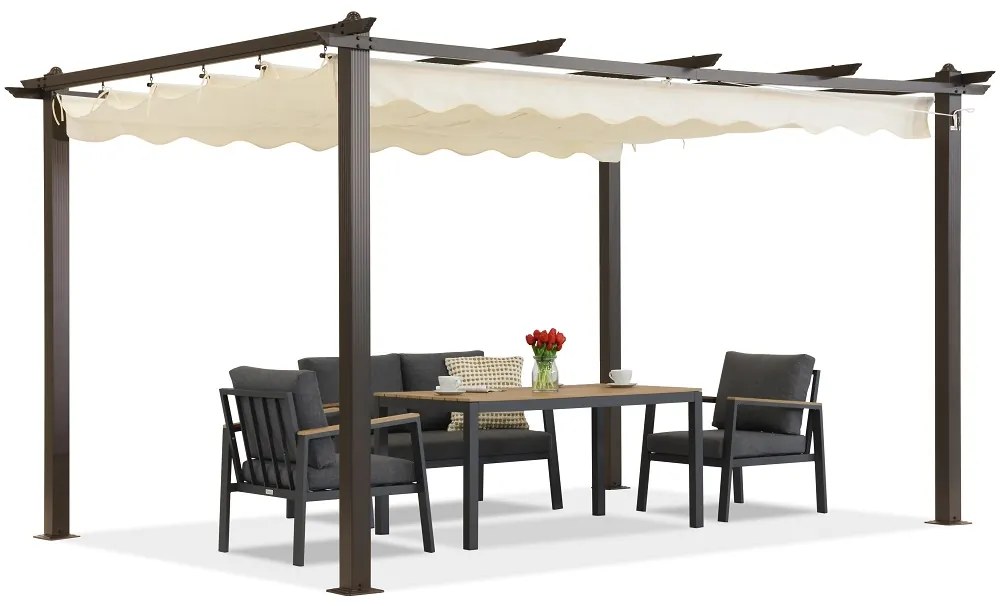 Barbados terraspergola 3x4 m Garden Point hout-beige