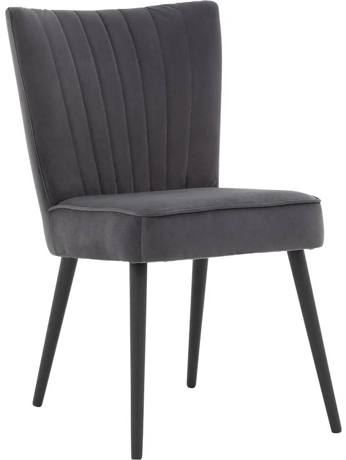 Goossens Eetkamerstoel Rob antraciet velvet stof leuning, urban industrieel