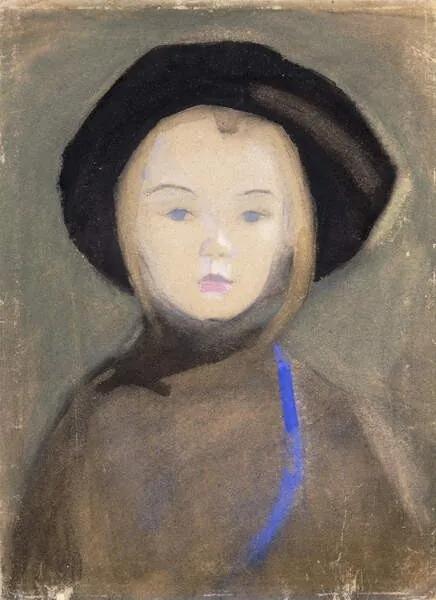 Schjerfbeck, Helene - Kunstdruk Girl with Blue Ribbon, 1909, (30 x 40 cm)