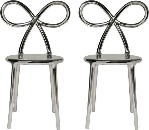 Qeeboo Ribbon Chair - Zilver Metallic (set van 2 stuks)