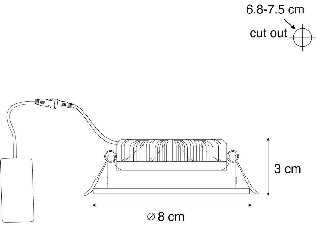 Set van 6 inbouwspots zwart kantelbaar 8,2cm incl. LED dim to IP54 ultra slim - Pupil Binnenverlichting Lamp