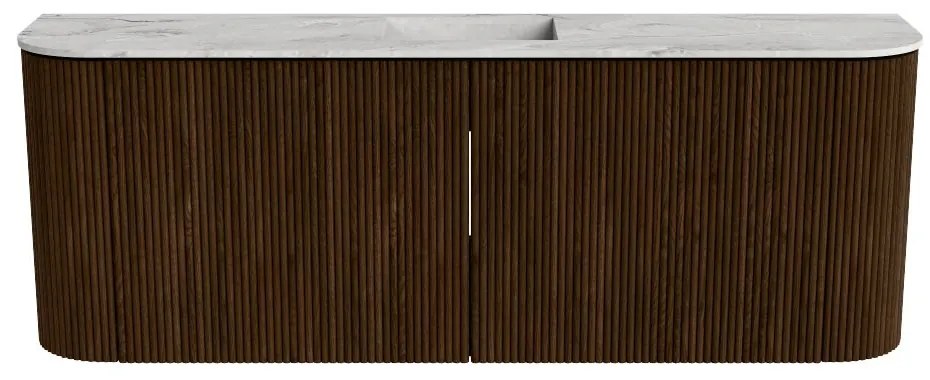 Mondiaz Joya DLux 115cm toiletmeubel ronding links/rechts walnut met wastafel faye midden 1 kraangat glace