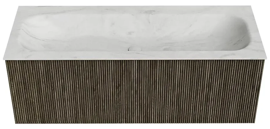 Mondiaz Kurve-dlux 120cm badmeubel shadow met 1 lade en wastafel big large midden 2 kraangaten opalo