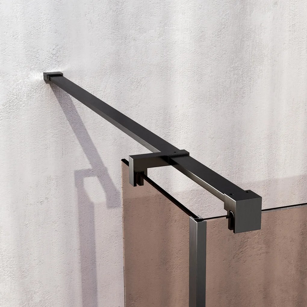 Brauer Oblivion inloopdouche bronsglas 90cm met 30cm zijwand gunmetal geborsteld PVD