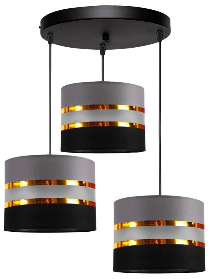 Hanglamp aan koord CORAL 3xE27/60W/230V zwart-grijs