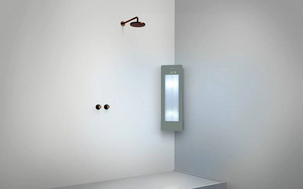 Sunshower Round Plus Small Organic Grey infraroodlamp en UV 33x95x10cm hoekopbouw