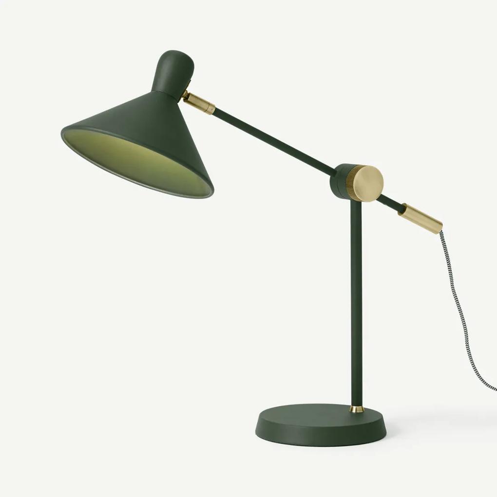 Ogilvy tafellamp, groen en antiek messing