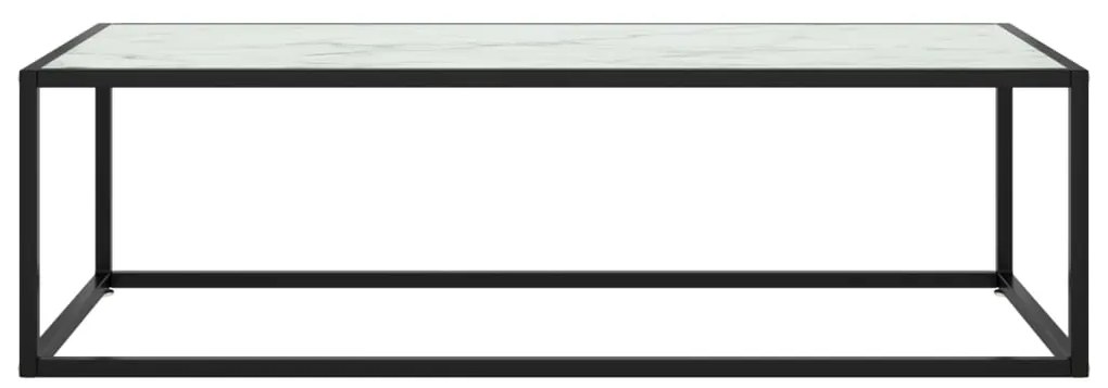 vidaXL Salontafel met wit marmerglas 120x50x35 cm zwart