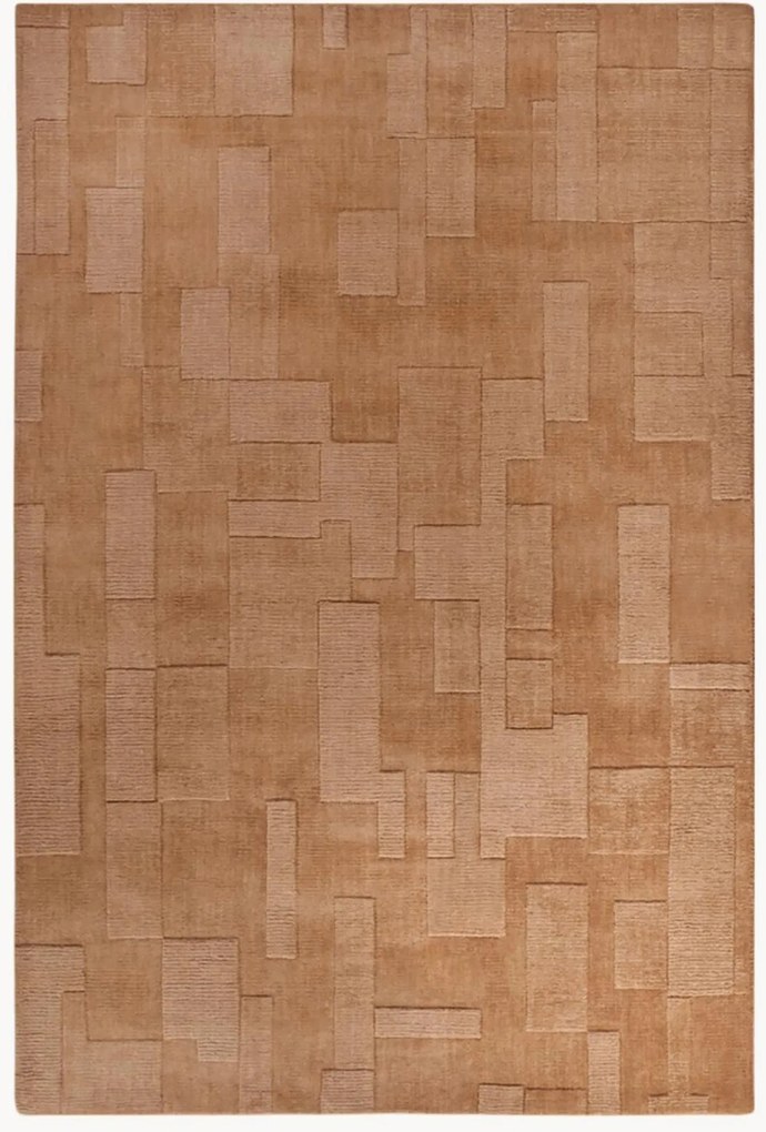 Wollen vloerkleed Wilhelmine met hoog-laag effect