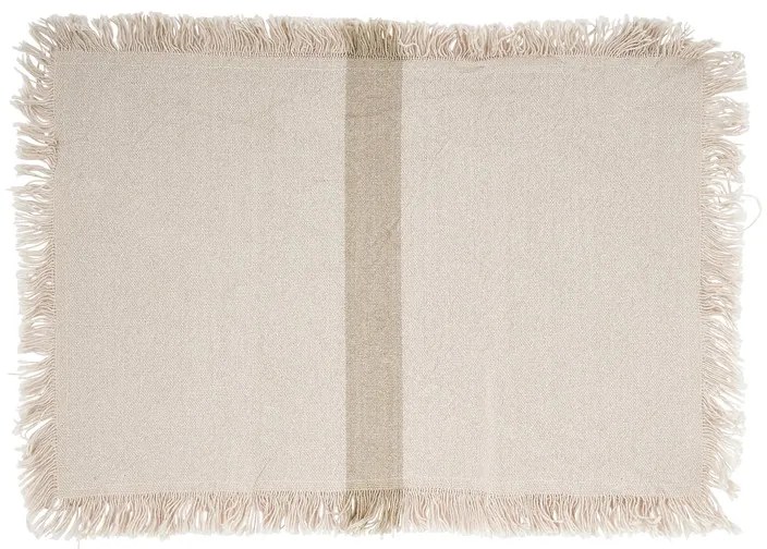 Placemat met fringes - beige met donkere streep - 33x48 cm