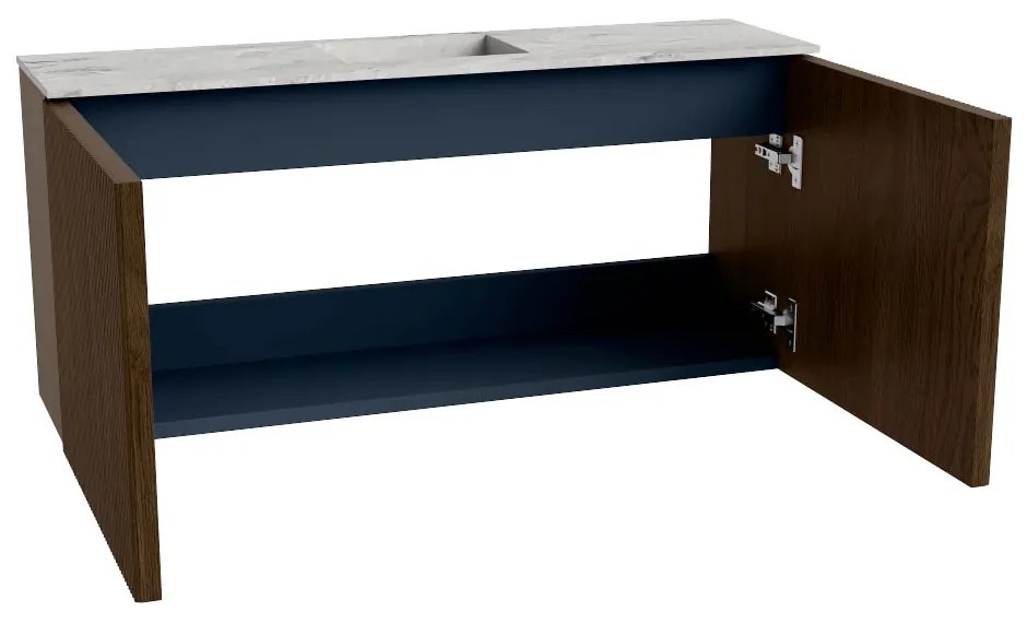 Mondiaz Joya DLux 90cm toiletmeubel walnut met wastafel faye midden zonder kraangat glace