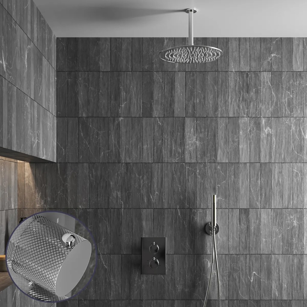 Saniclear Talpa Curved inbouw regendouche met 30cm hoofddouche en plafondarm chroom