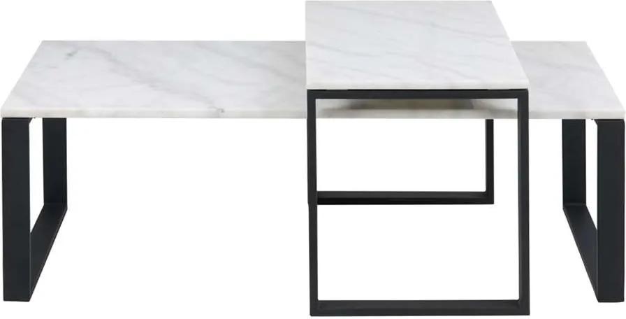 Salontafel Turi (2 stuks) - marmer/zwart - 37,5x115x55 en 45x69x40 cm - Leen Bakker