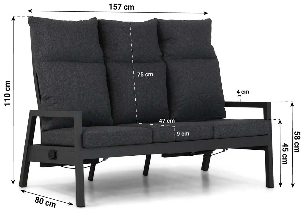 Stoel en Bank Loungeset 7 personen Aluminium Grijs  Lifestyle Garden Furniture Venice