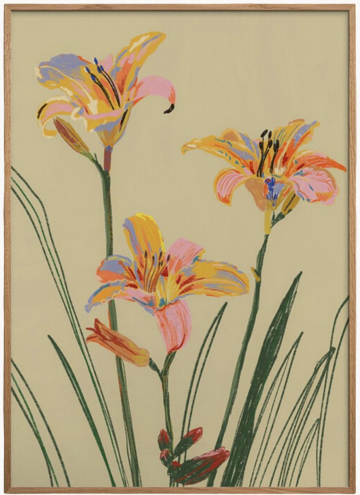 Ingelijste digitale print Lilies