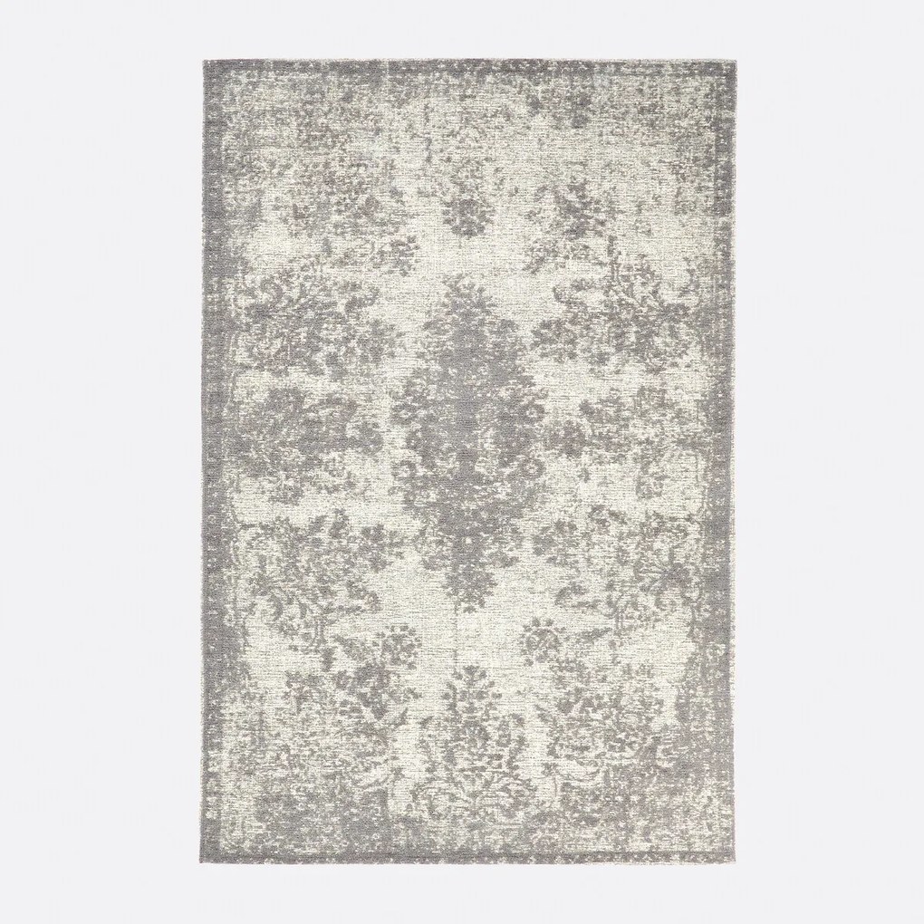 Vintage plat geweven vloerkleed met gebruikt effect, Osca