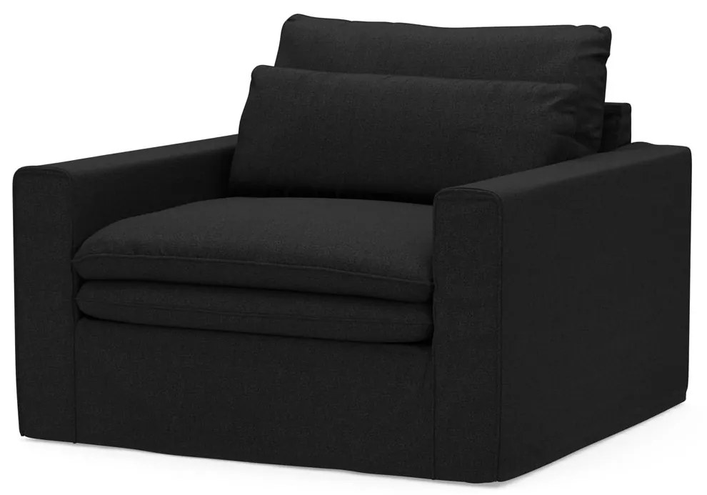 Rivièra Maison - Continental Love Seat, oxford weave, basic black - Kleur: zwart