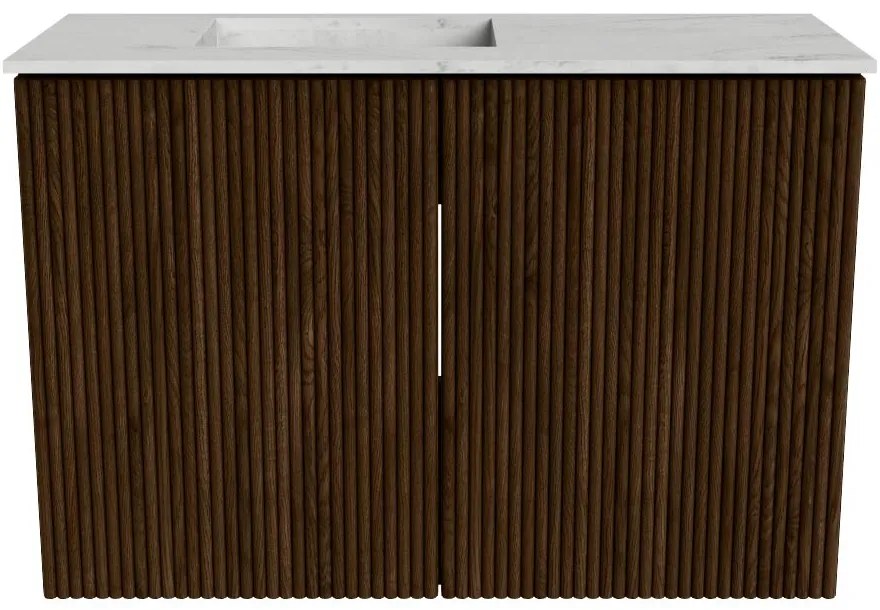 Mondiaz Joya DLux 60cm toiletmeubel walnut met wastafel faye links 1 kraangat opalo