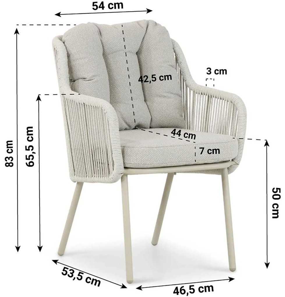 Tuinset 6 personen 220 cm Aluminium/rope Taupe Santika Furniture Sanika