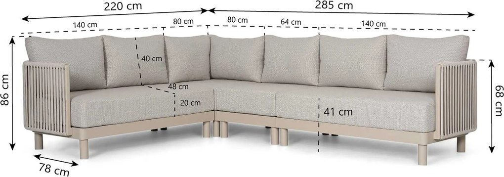 Hoek loungeset 6 personen Rope Zand/Beige  Lifestyle Garden Furniture Solento