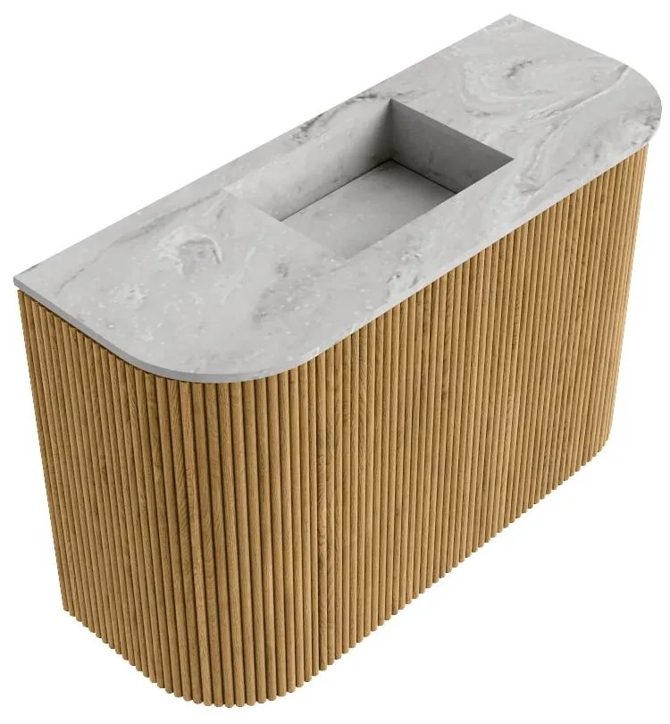 Mondiaz Joya DLux 65cm toiletmeubel ronding links/rechts oak met wastafel faye midden zonder kraangat glace