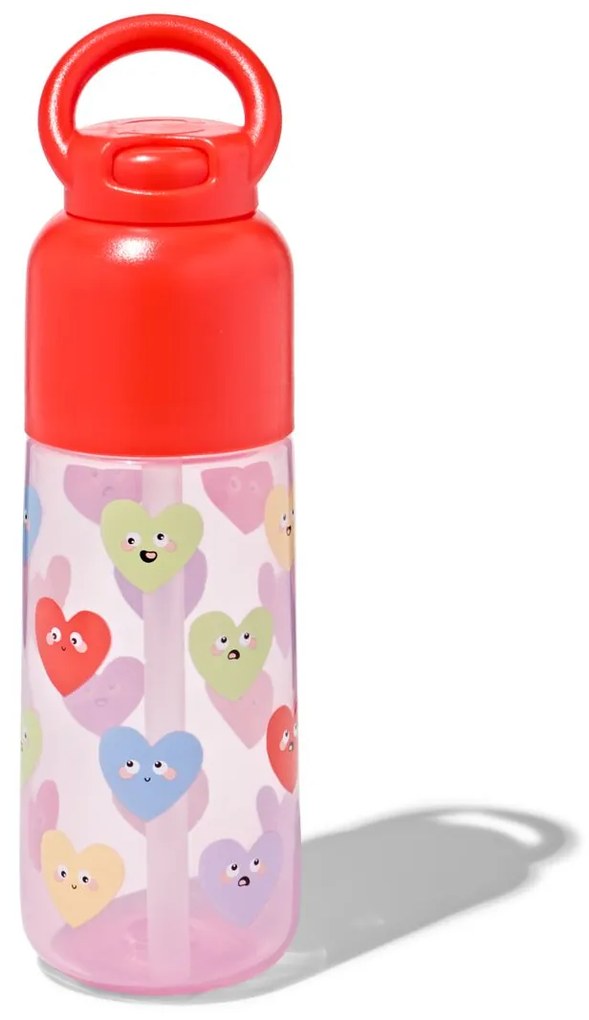 HEMA Waterfles Met Rietje Hartjes 300ml