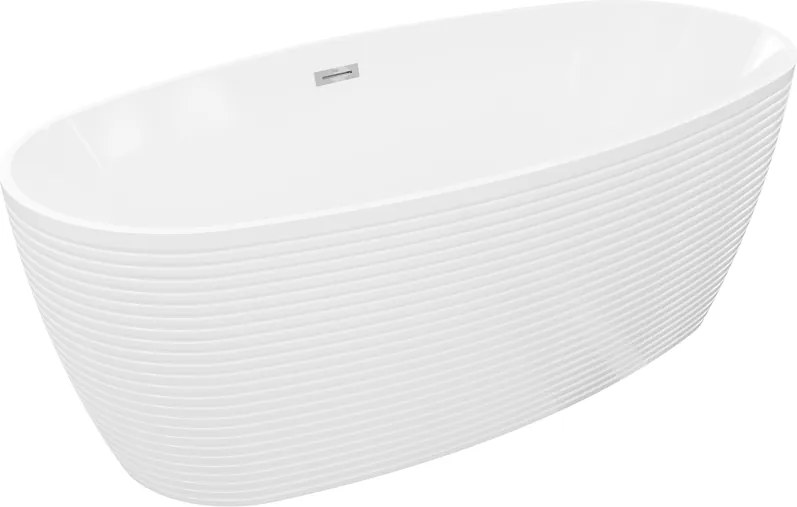 Mexen Lira vrijstaande badkuip patroon 170 x 80 cm, wit, chroom overloop - 52831708000-01