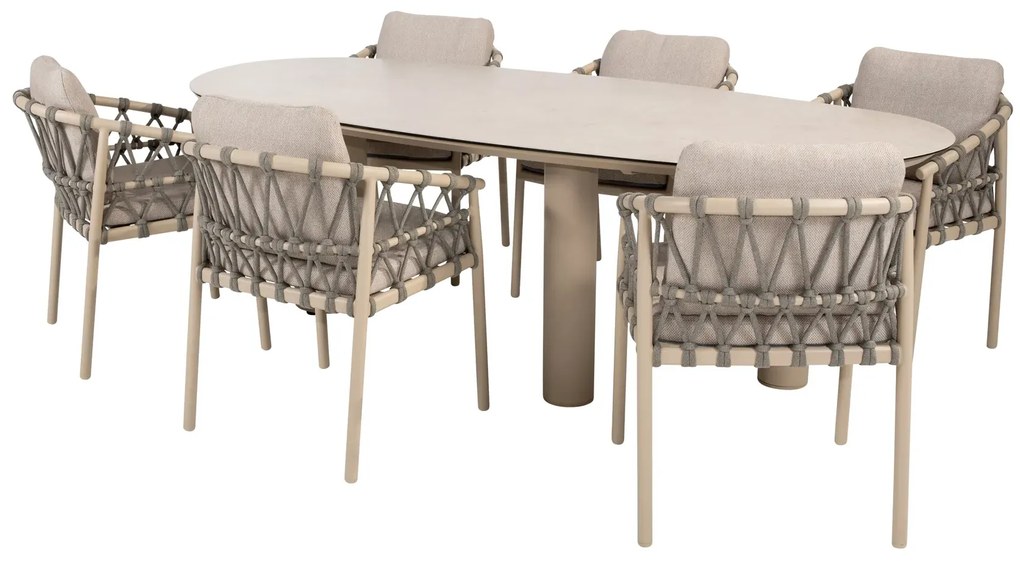 Taste by 4 Seasons Denia tuintafel latte met geprint keramisch blad in mangovorm 240 cm Tuintafel   beige weerbestendig