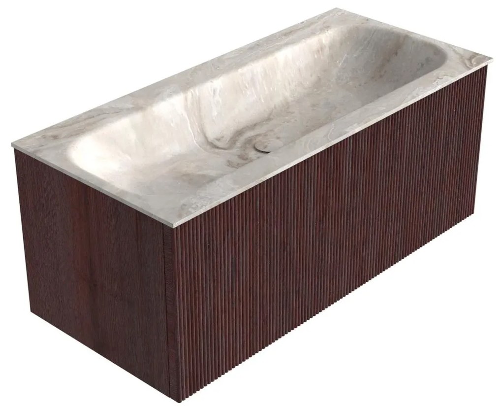 Mondiaz Kurve-dlux 100cm badmeubel ruby met 1 lade en wastafel big medium midden zonder kraangat frappe