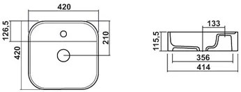 Plieger Fresno opbouwwastafel met kraangat 42x42cm matzwart