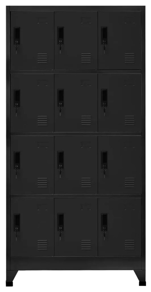 vidaXL Lockerkast 90x45x180 cm staal zwart