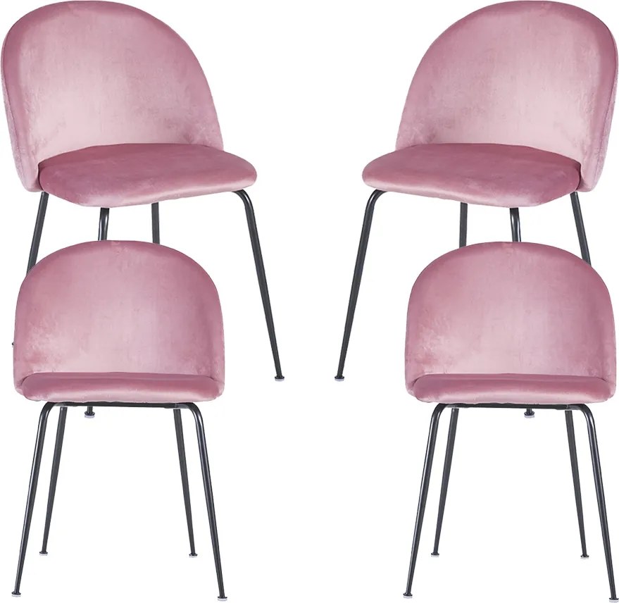 Set 4 Black Dalnia Fluwelen Stoelen