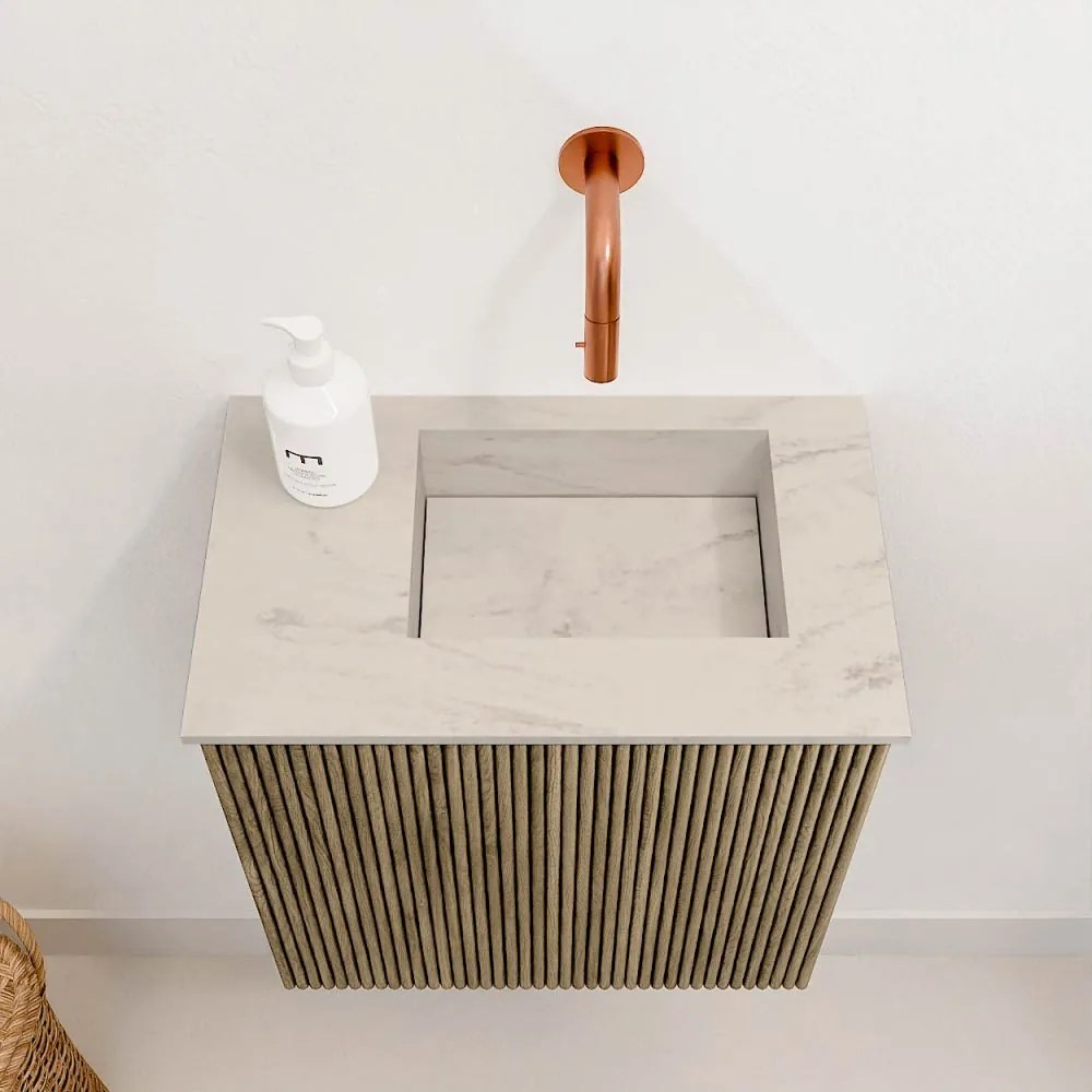 Mondiaz Joya DLux 40cm toiletmeubel dusk met wastafel faye rechts zonder kraangat opalo