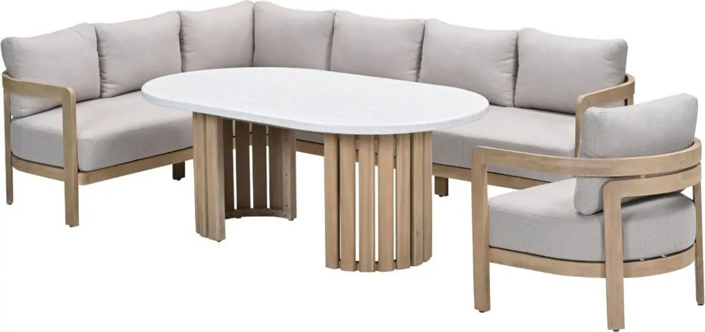 Garden Impressions Sirocco lounge dining set 4-delig links - acacia - grey sand