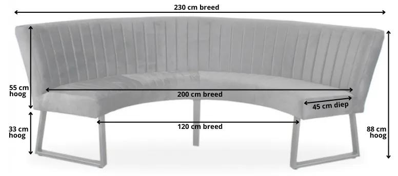 Eetkamerbank - Hengelo - geschikt voor ronde tafel 130 cm - stof Element lichtgrijs 04